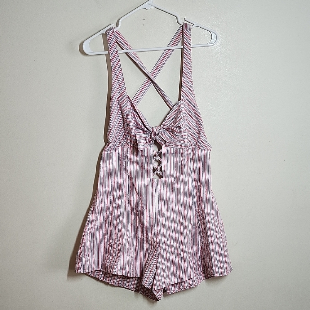 Free People Mira Retro Romper Striped Pink Colorway Size 12